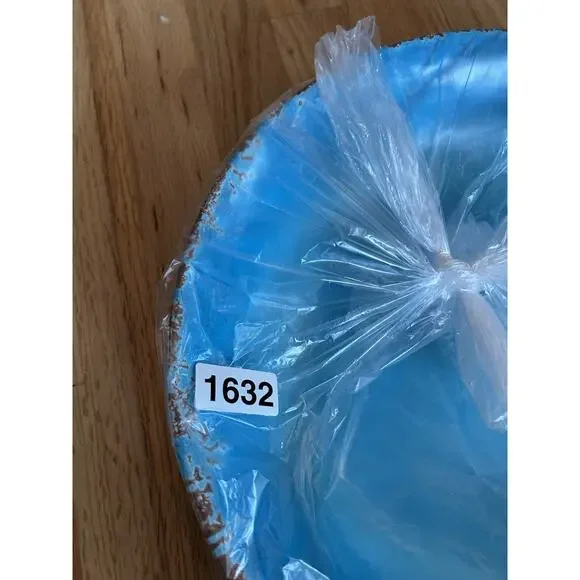 Williams Sonoma Melamine 13” Serving Bowl Turquoise Hammered Blue - Picture 6 of 6